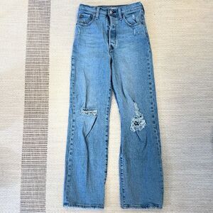 Levi's Premium Ribcage Straight Ankle Jeans Women’s 26 Selvedge Denim Big E EUC